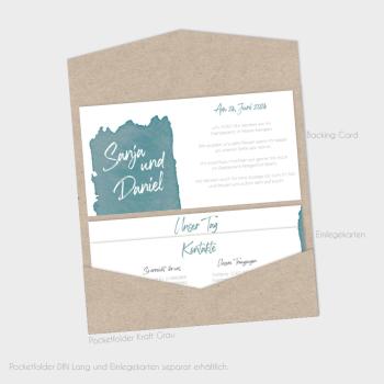 Preview: Backing-Card "Watercolor-Brush | Petrol" 19,5x10