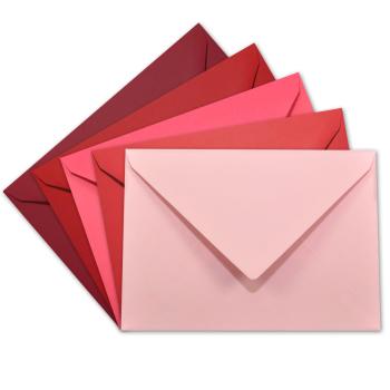 Sortiment "Rottöne" 25x Briefumschläge in 5 Farben DIN C6 - farbig sortiert