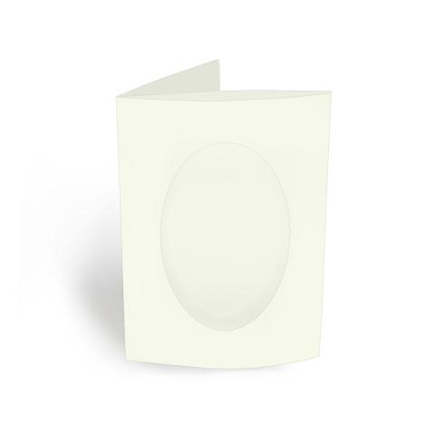 Passepartoutkarte oval 3-Fach DIN A6 in elfenbein