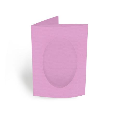Passepartoutkarte oval 3-Fach DIN A6 in struktur blütenrosa