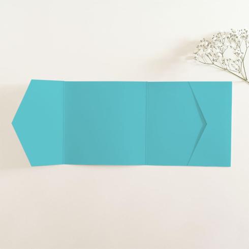 Pocketfold-Karte Quer-Format quadratisch (15x15) Premium-Karton "Ozeanblau" Basic Line