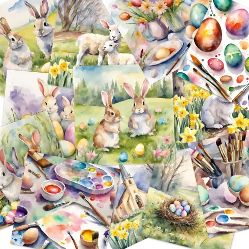 Preview: LaCreativ - Designpapier "Osterliche-Malwerkstatt" Paper Pack 6x6" - 24 Bogen