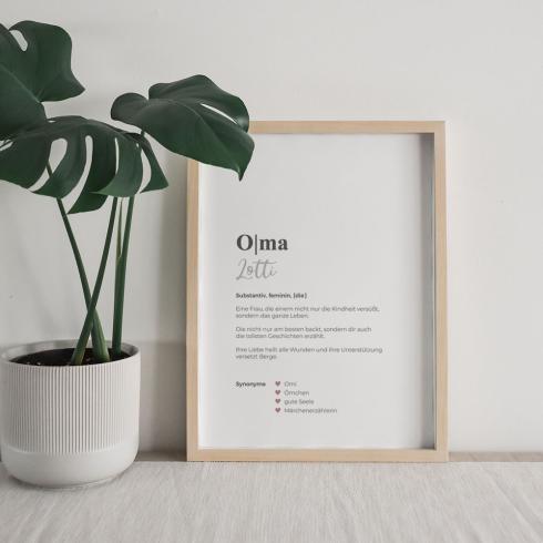 Definitionsposter "Oma 1" | Geschenkidee | Personalisiert  | individuelles Bild | Wörterbuch