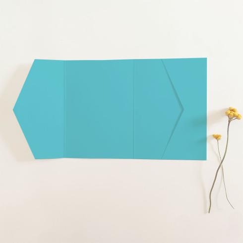Pocketfold-Karte B6 seitlich Premium-Karton "Ozeanblau" Basic Line
