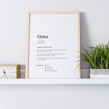 Preview: Definitionsposter "Oma 1" | Geschenkidee | Personalisiert  | individuelles Bild | Wörterbuch