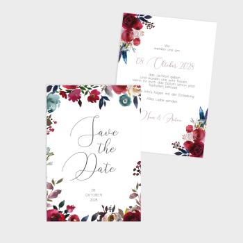 Save the Date "Merlot und Navy" DIN B6