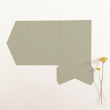Preview: Pocketfold-Karte B6 Recycling "Kraft Moosgrau" Exklusiv Line