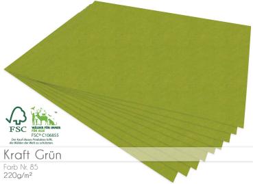 Cardstock "Recycling" - Bastelpapier 220g/m² DIN A4 in kraft grün