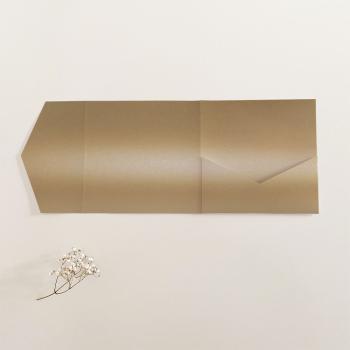 Pocketfold-Karte Quadrat (15x15) Basic-Karton "Perlmutt Antik Gold" Exklusiv Line