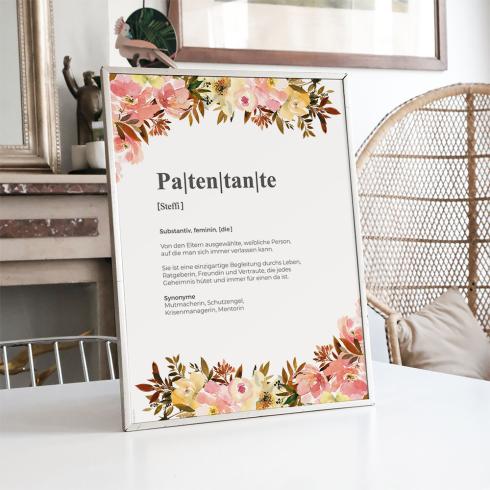 Definitionsposter "Patentante 2" | Geschenkidee | Personalisiert  | individuelles Bild | Wörterbuch