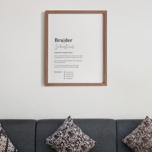 Definitionsposter "Bruder 1" | Geschenkidee | Personalisiert  | individuelles Bild | Wörterbuch