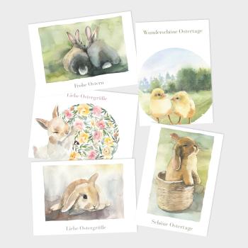 Preview: Ostergrußkarten-Bundle DIN A6 "Ostern Aquarell" | Grußkarten-Set | Postkarten | Ostergrüße