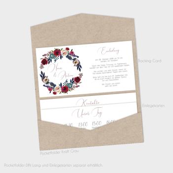 Preview: Einlegekarte "Merlot und Navy" 19,5x10