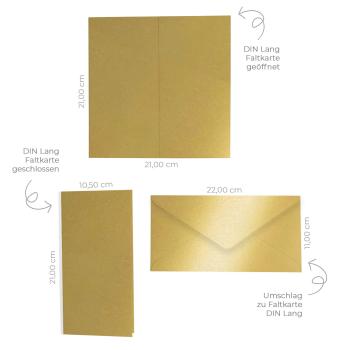 Preview: Faltkarte DIN Lang mit Briefumschlag in metallic gold