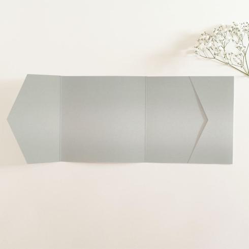 Pocketfold-Karte Quer-Format quadratisch (15x15) Premium-Karton "Metallic Platin" Basic Line