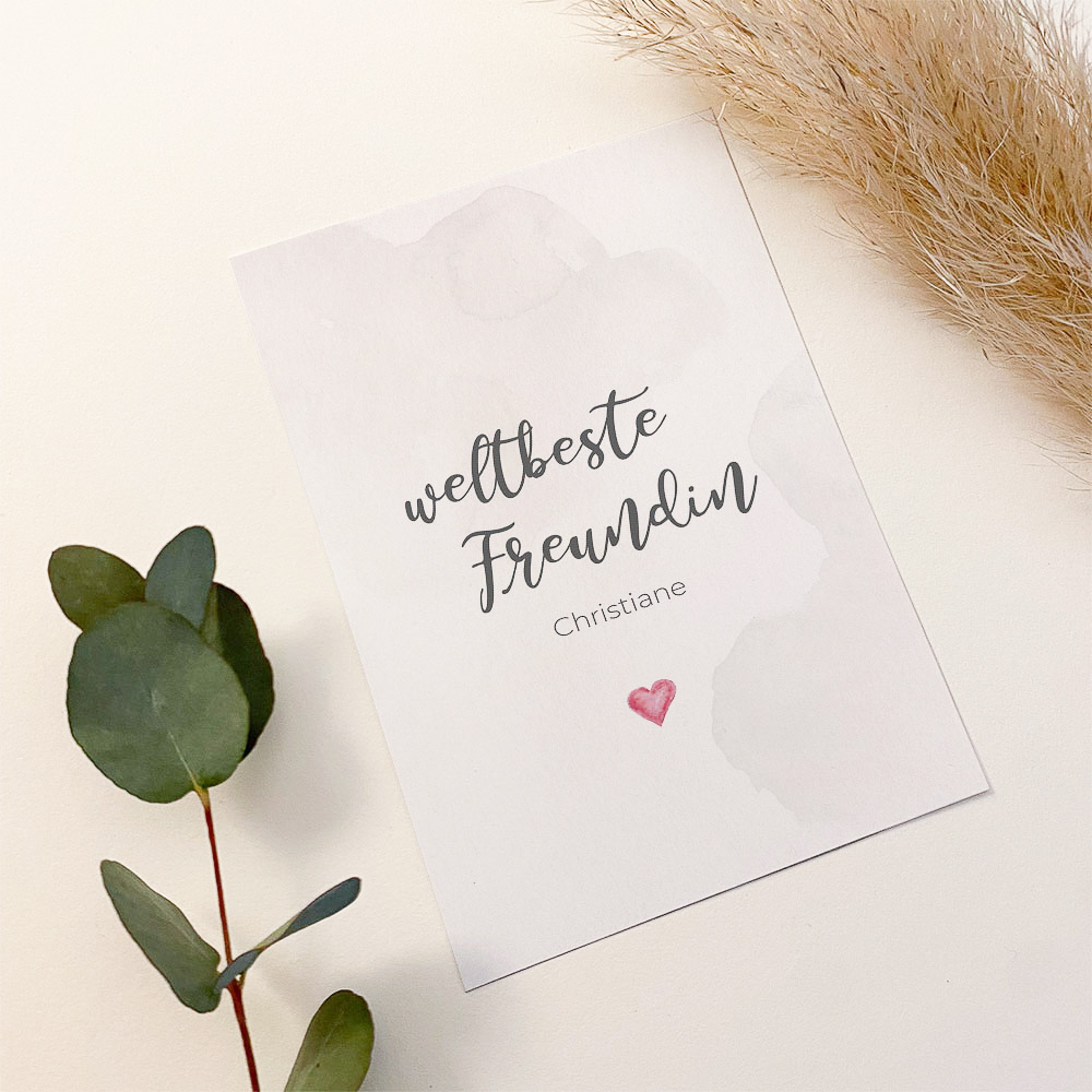 Spruchposter "weltbeste Freundin" Geschenkidee Personalisiert