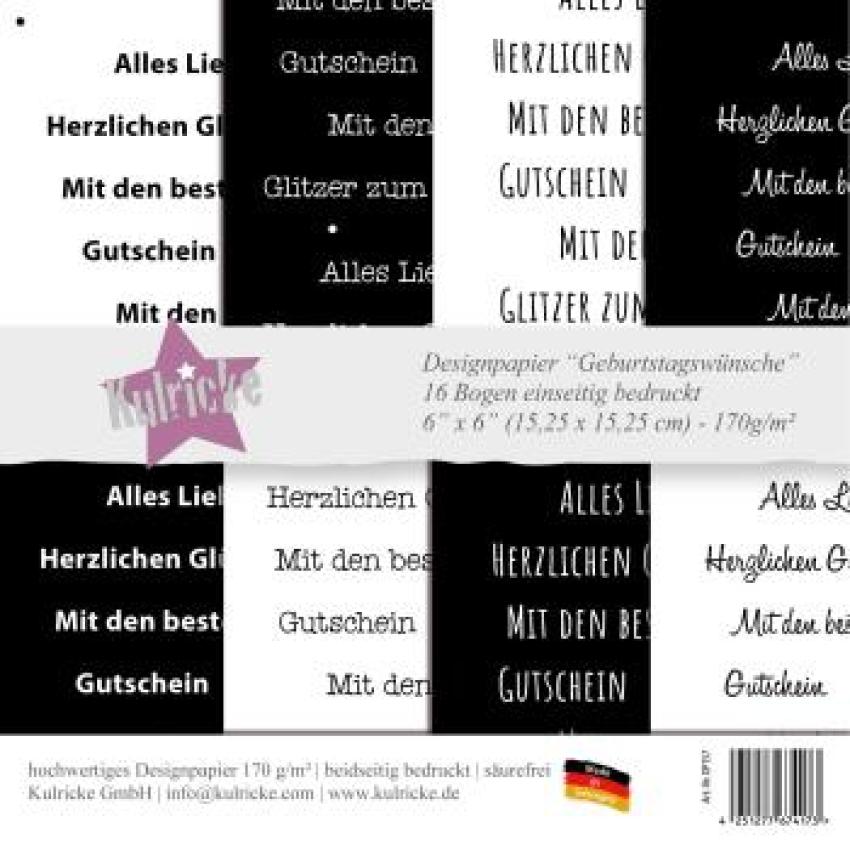 Kulricke Set Designpapier "Geburtstagswünsche" & Designpapier Stanzen