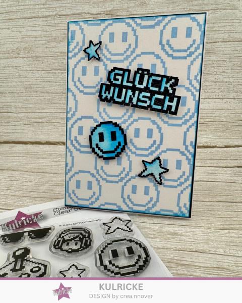 Kulricke Stempel "Pixelparty" 10x10cm Clear Stamp
