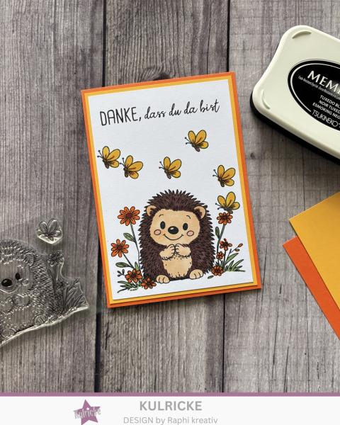Kulricke Stempelset "Igel im Blumenbeet"  A7 Clear Stamp