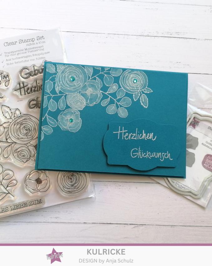 Kulricke Stempel "Blumige Grüße" Clear Stamp Motiv-Stempel