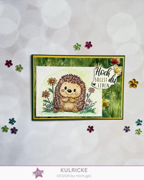 Kulricke Stempelset "Igel im Blumenbeet"  A7 Clear Stamp