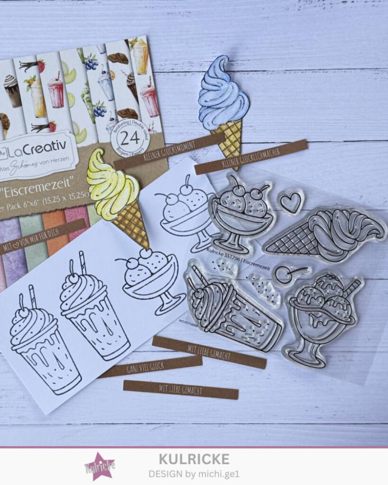 LaCreativ - Designpapier "Eiscremezeit" Paper Pack 6x6" - 24 Bogen