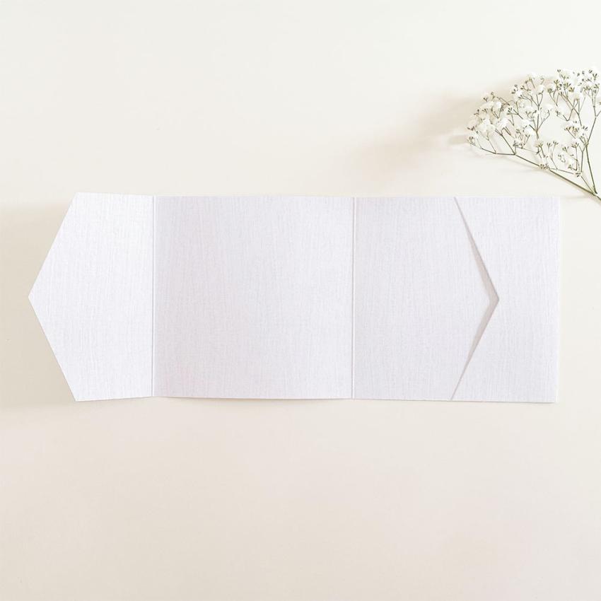 Pocketfold-Karte Quer-Format quadratisch (15x15) Struktur-Karton "Leinen (weiss)" Basic Line