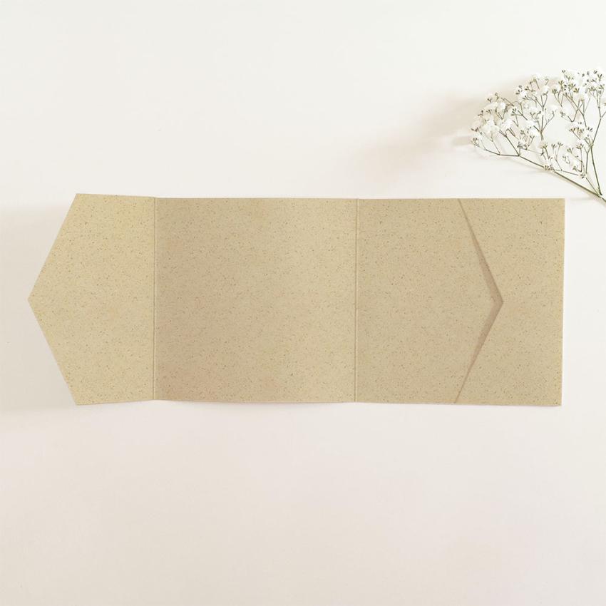Pocketfold-Karte Quer-Format quadratisch (15x15) Recycling-Karton "Kraft Graskarton" Basic Line