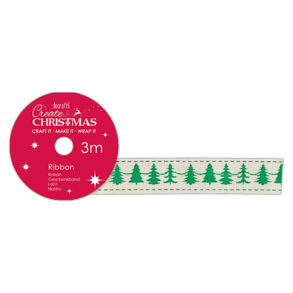 Create Christmas Satin-Motivband "Weihnachtsbäume" 3m