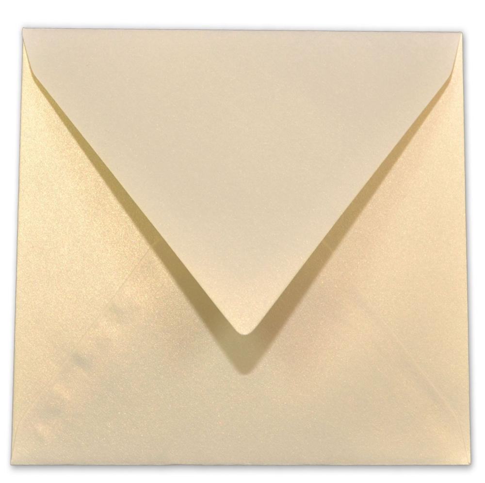Briefumschlag 11x11cm in metallic ivory 120g ohne Fenster, Nassklebung