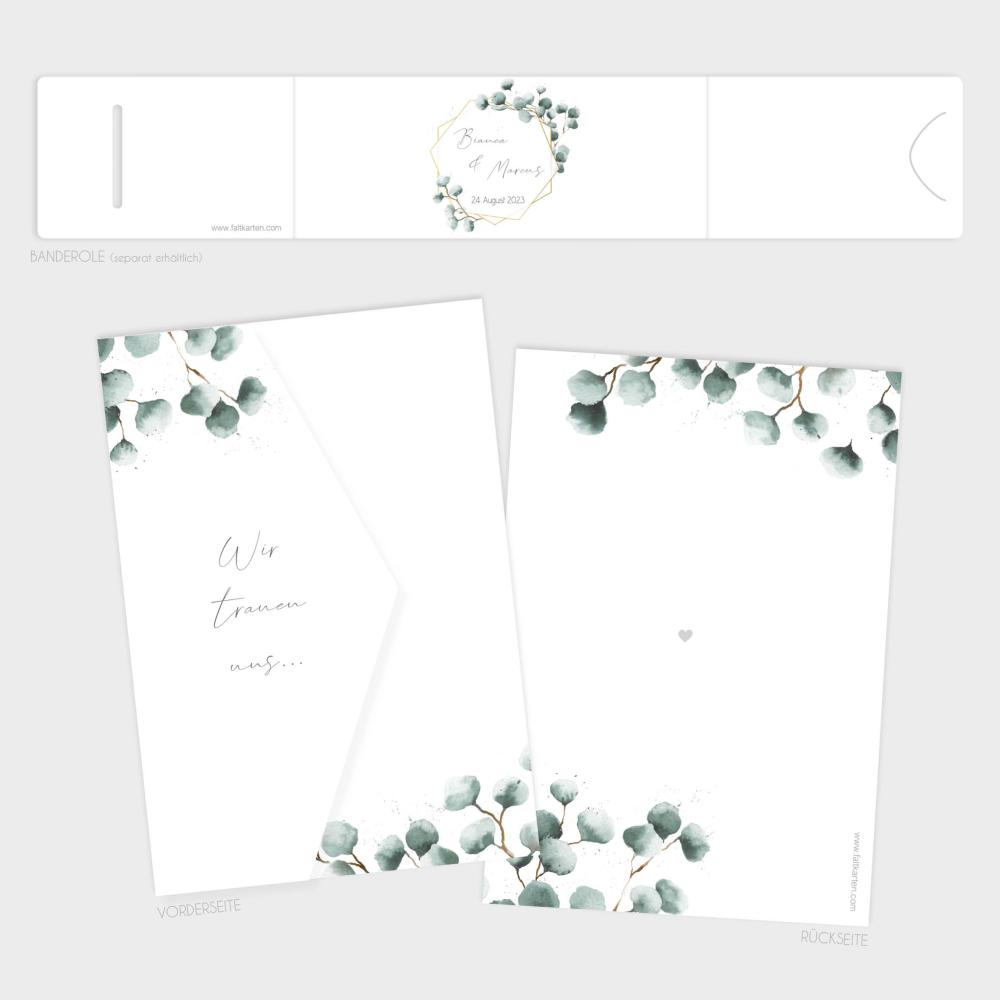 Pocketfold Einladung "Geometric Eukalyptus" B6