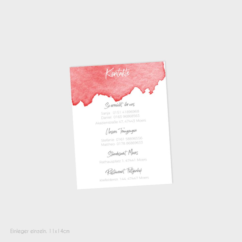 Pocketfold Einladung "Watercolor-Brush | Rot" B6