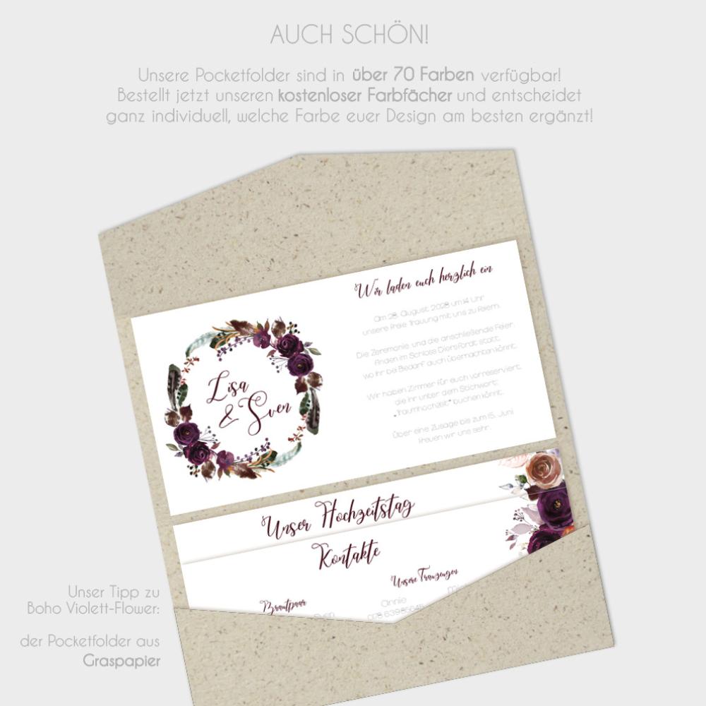 Einlegekarten-Bundle "Boho Violett-Flower" DIN Lang