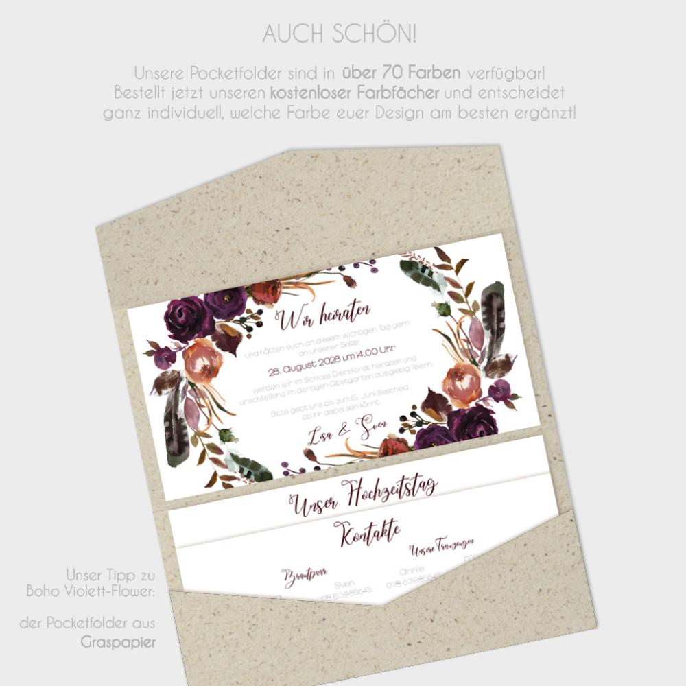 Einlegekarten-Bundle "Boho Violett-Flower" DIN Lang | 2