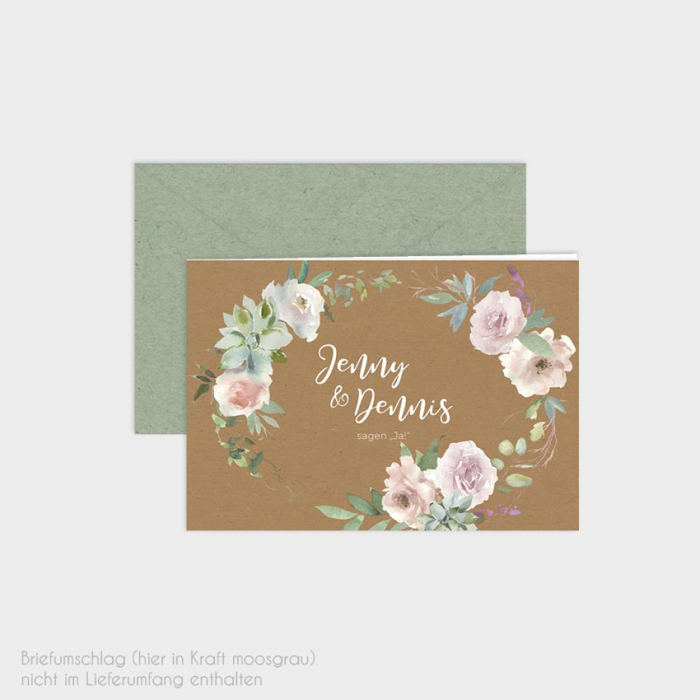 Einladung "Kraft White Roses" DIN B6 Klappkarte