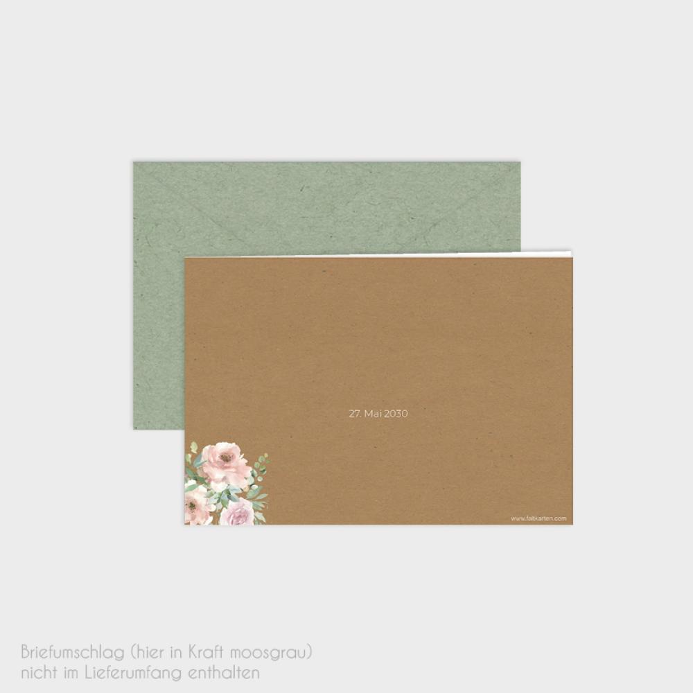 Einladung "Kraft White Roses" DIN B6 Klappkarte