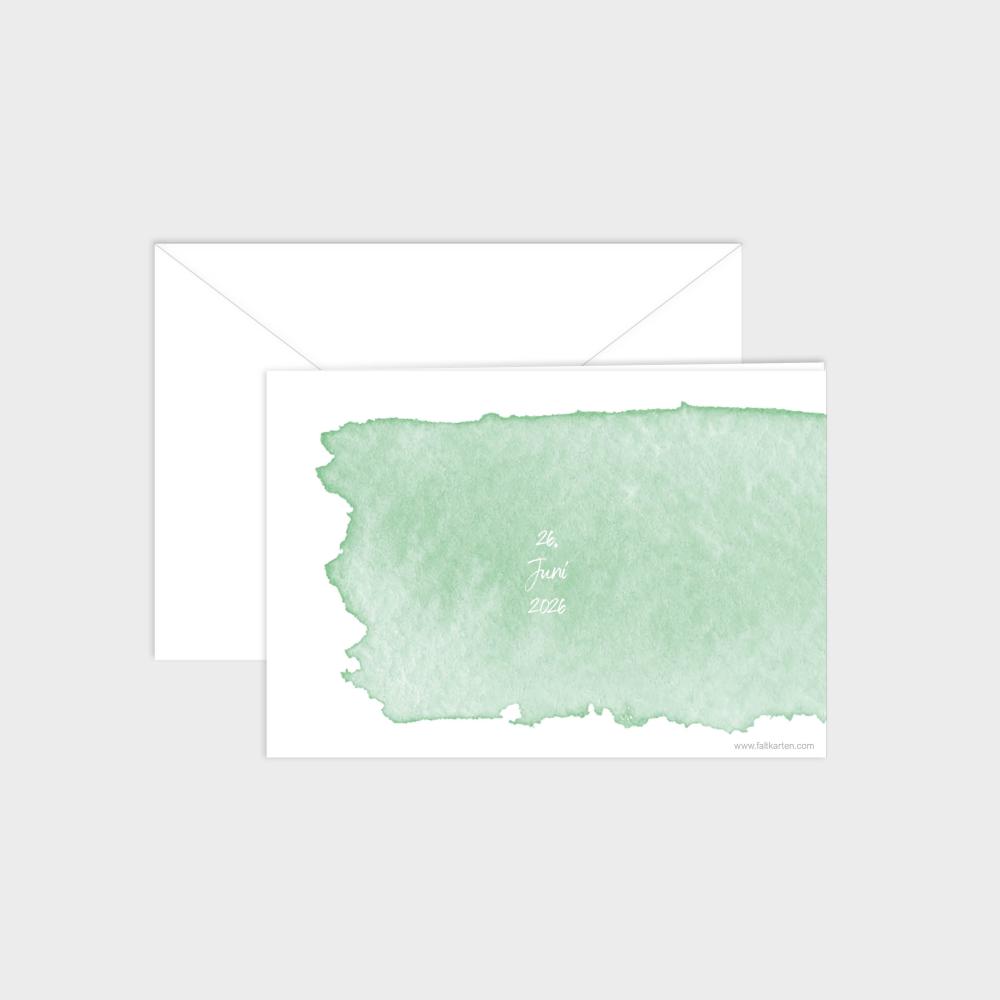 Einladung "Watercolor-Brush | Pistazie" DIN B6 Klappkarte