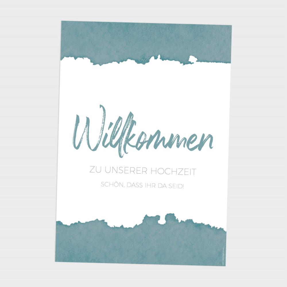 Willkommensschild "Watercolor-Brush | Petrol" 