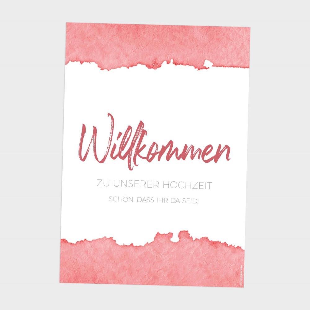 Willkommensschild "Watercolor-Brush | Rot"