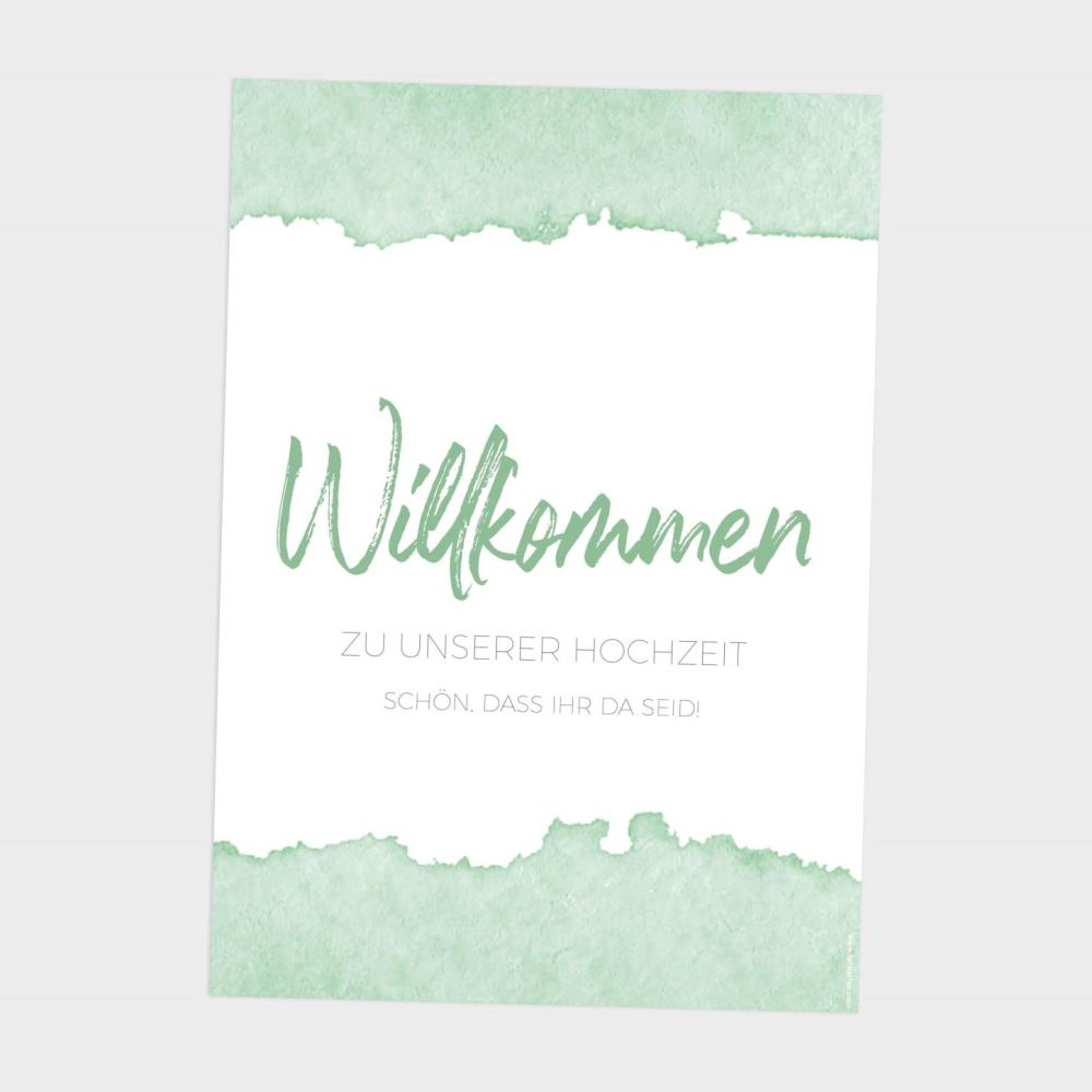 Willkommensschild "Watercolor-Brush | Pistazie"