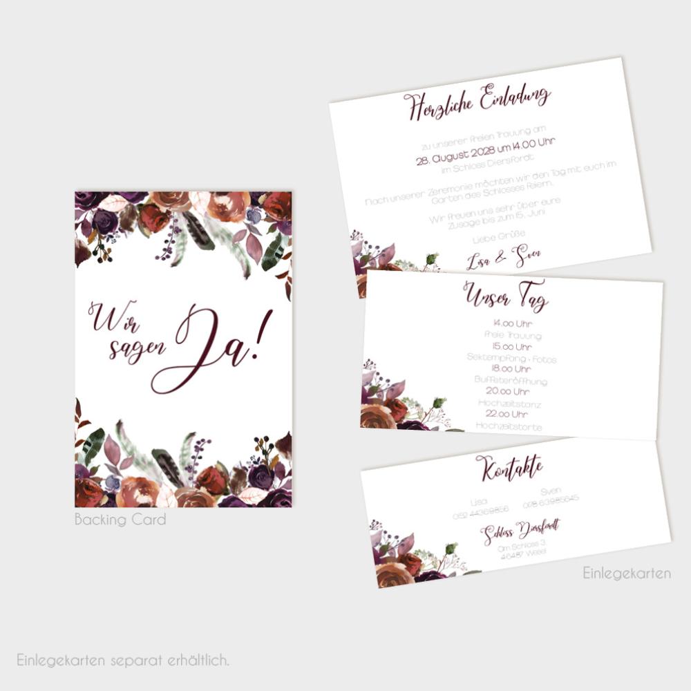 Backing-Card "Boho Violett-Flower" 11x16