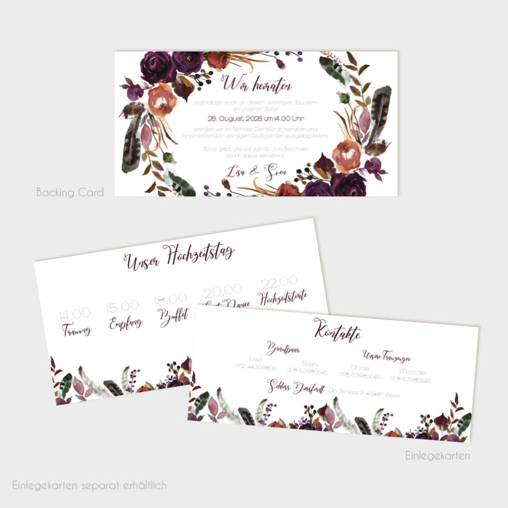 Backing-Card "Boho Violett-Flower" 19,5x10