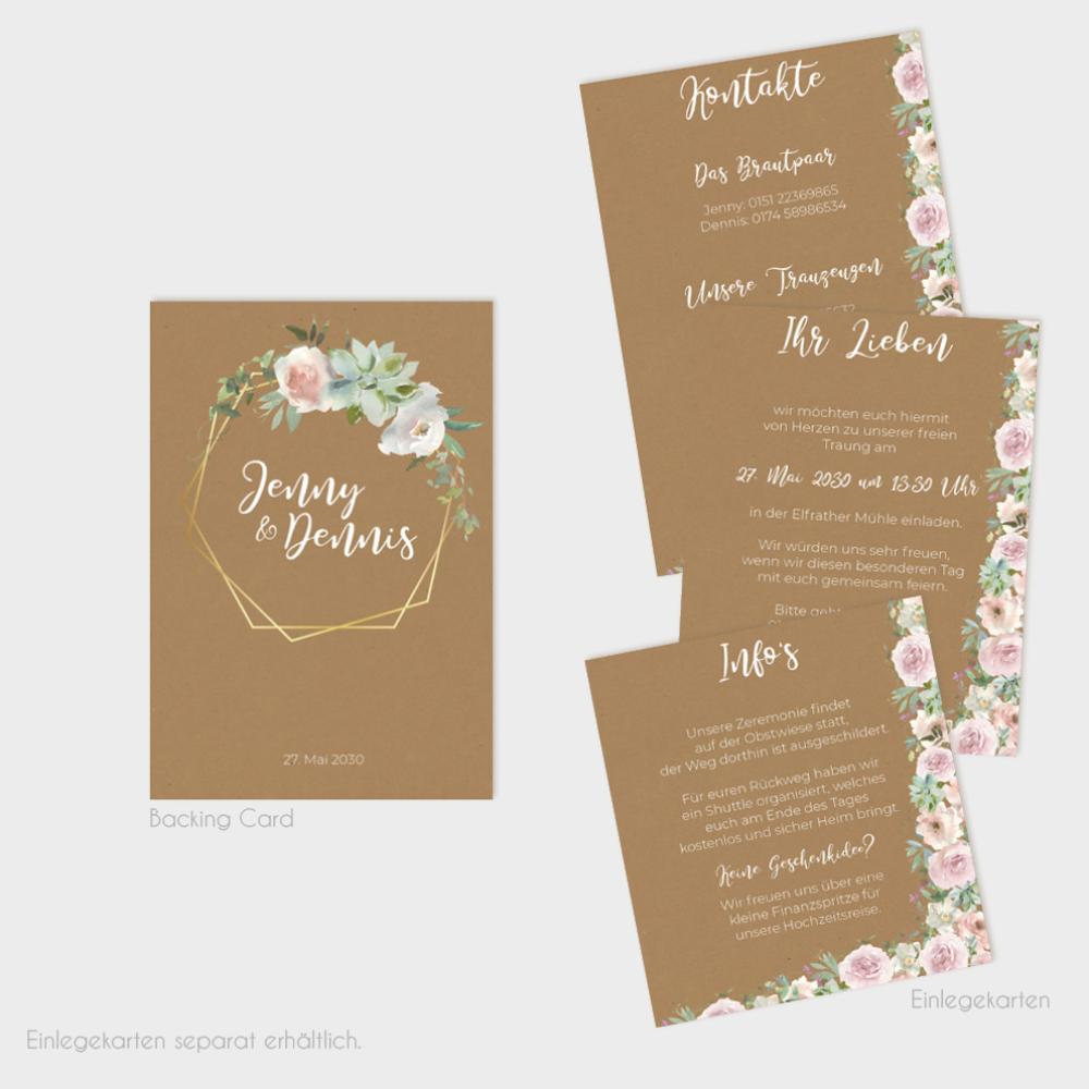 Backing-Card "Kraft White Roses" 11x16