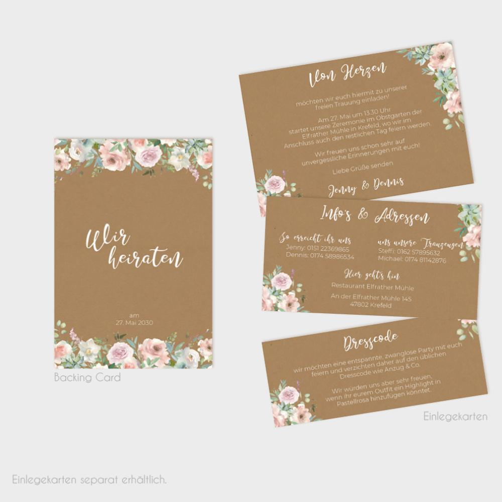Backing-Card "Kraft White Roses" 11x16