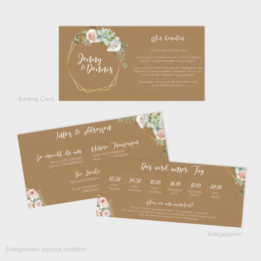Backing-Card "Kraft White Roses" 19,5x10
