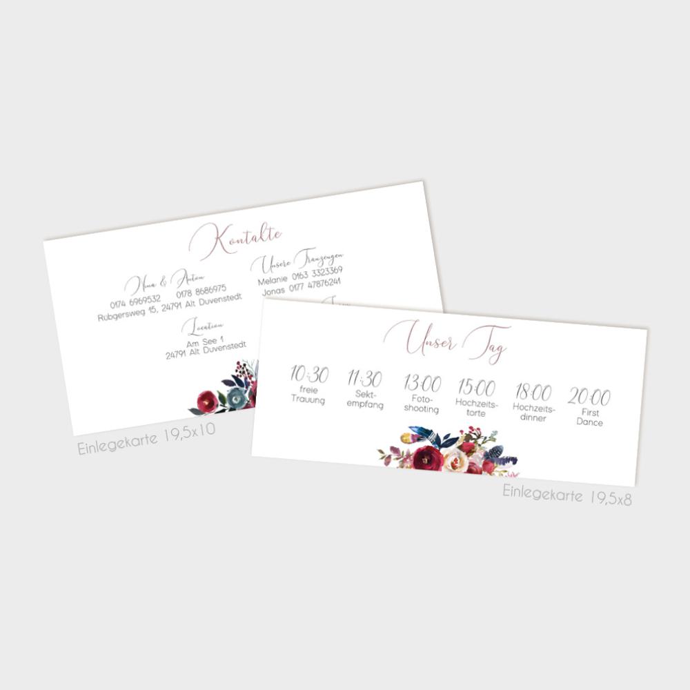 Einlegekarte "Merlot und Navy" 19,5x10