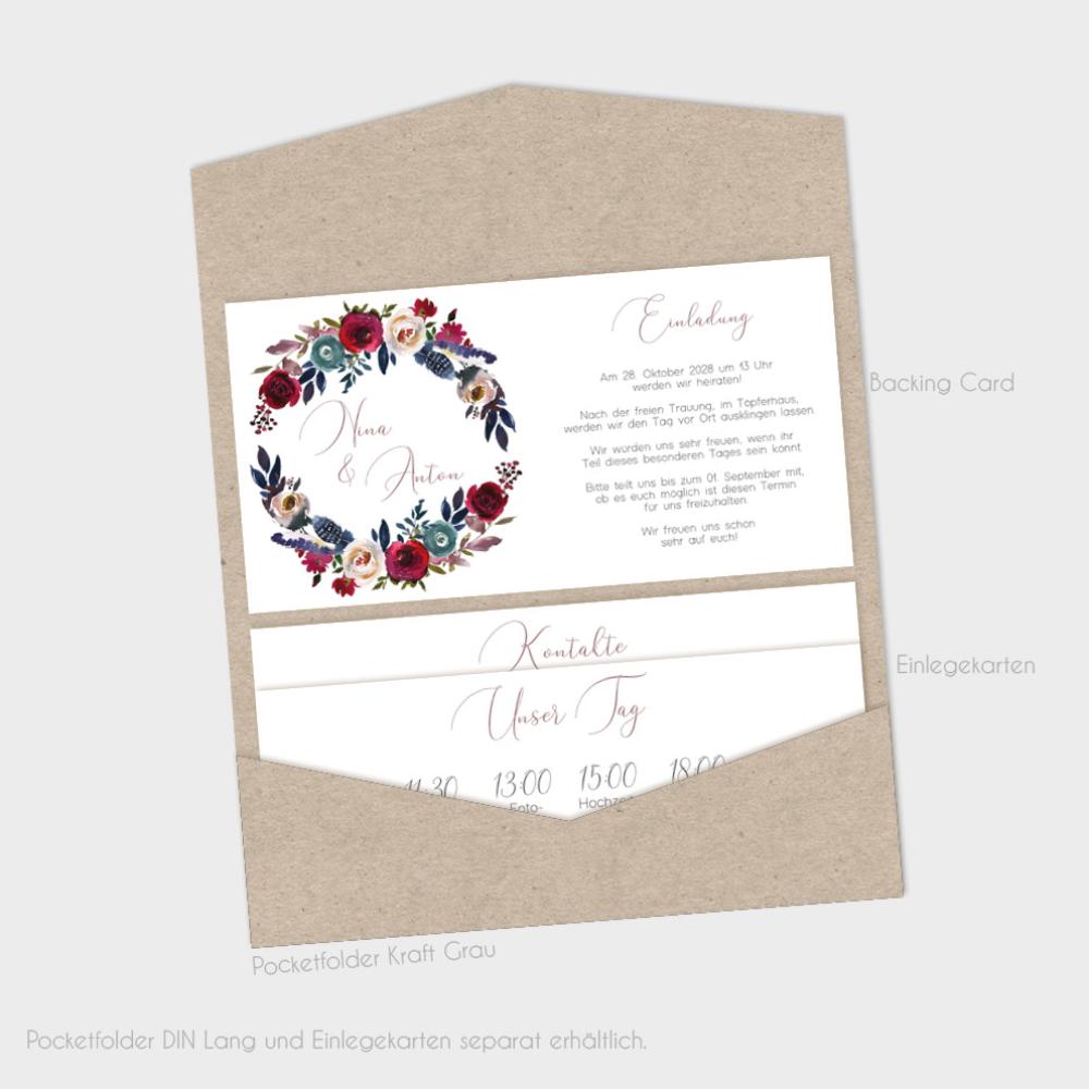 Backing-Card "Merlot und Navy" 19,5x10