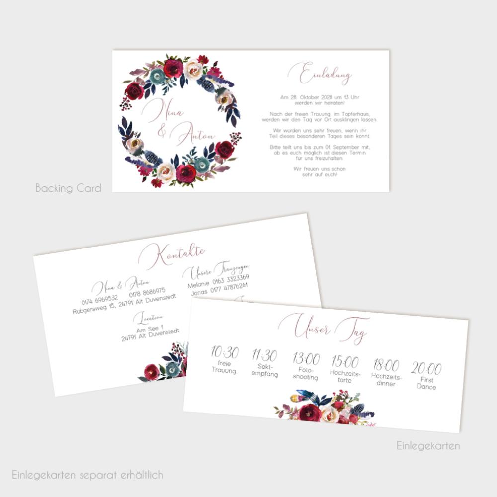 Backing-Card "Merlot und Navy" 19,5x10