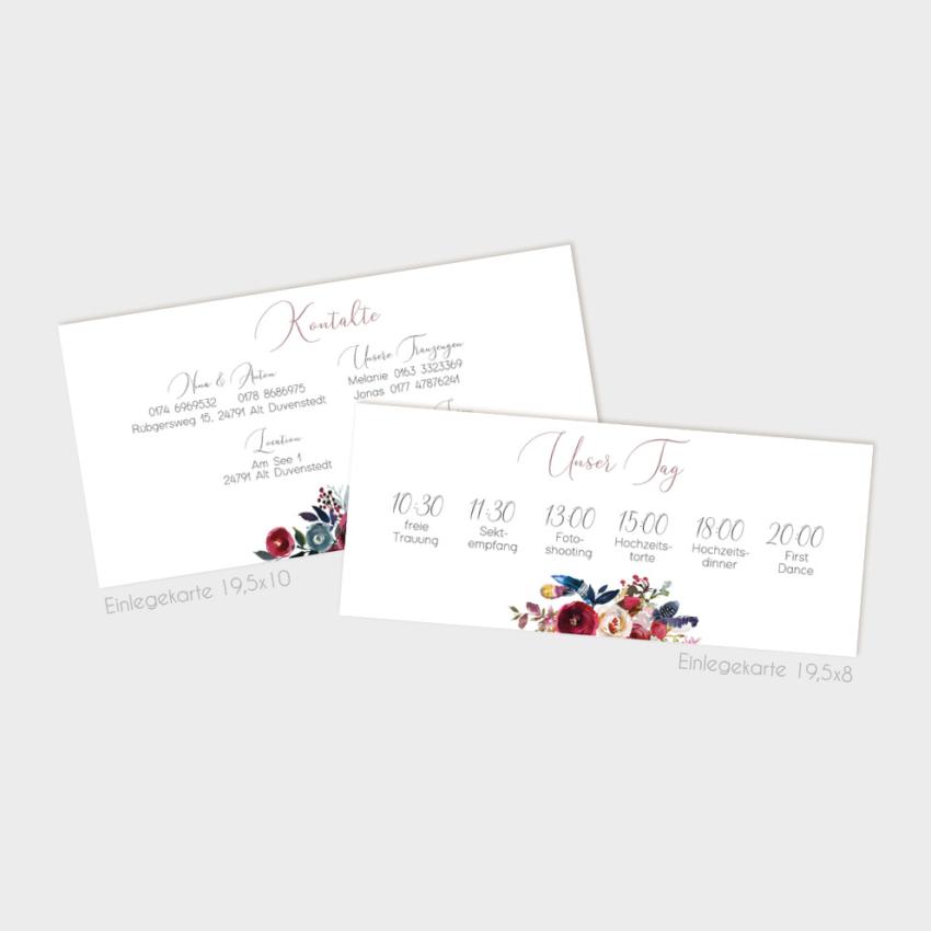 Einlegekarte "Merlot und Navy" 19,5x8