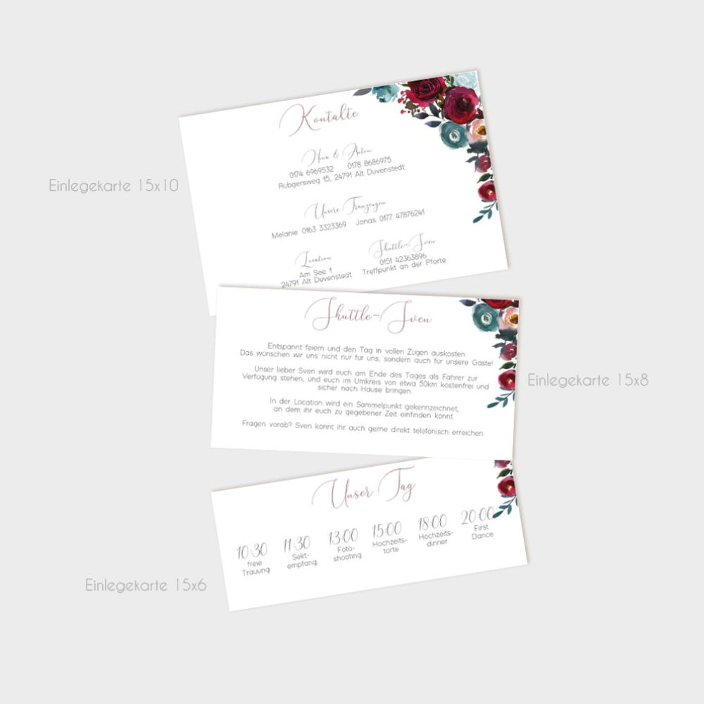 Einlegekarte "Merlot und Navy" 15x6